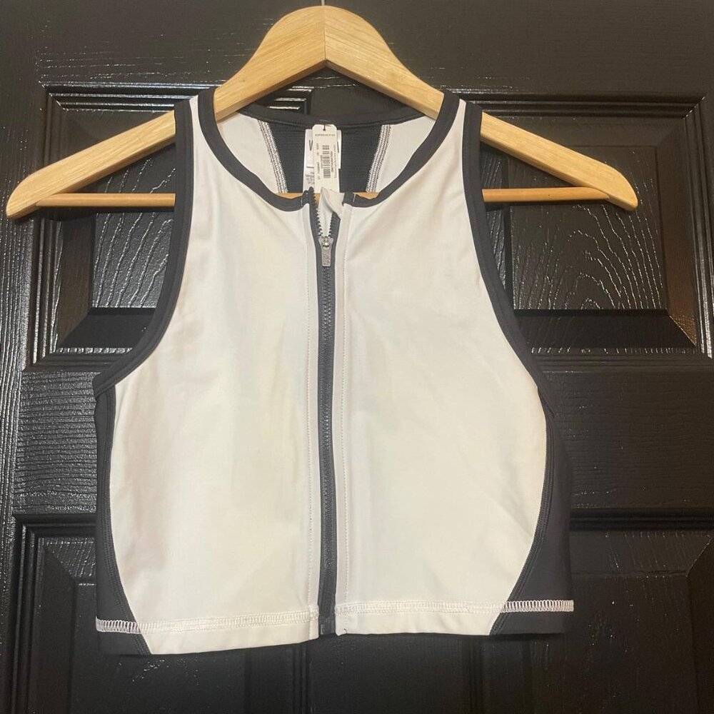 White and Gray Athletic Crop Top - Picture 2 of 6